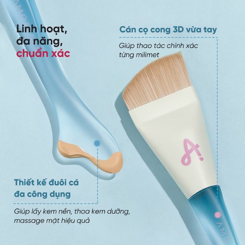 thegioiskinfood.com - Cọ Tán Nền Tiên Cá Đầu Vát, Che Phủ Tự Nhiên Amortals Fish Tail Slim Arc Foundation Brush