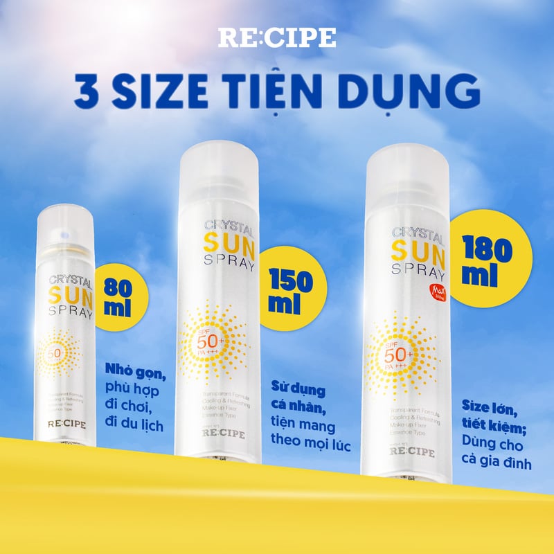 Xịt Chống Nắng Recipe Crystal Sun Spray SPF50+ PA+++