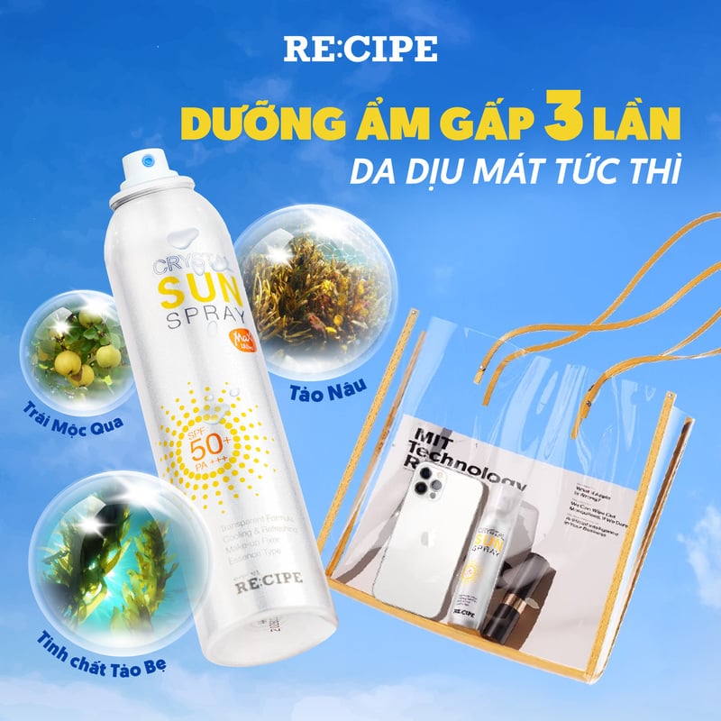Xịt Chống Nắng Recipe Crystal Sun Spray SPF50+ PA+++
