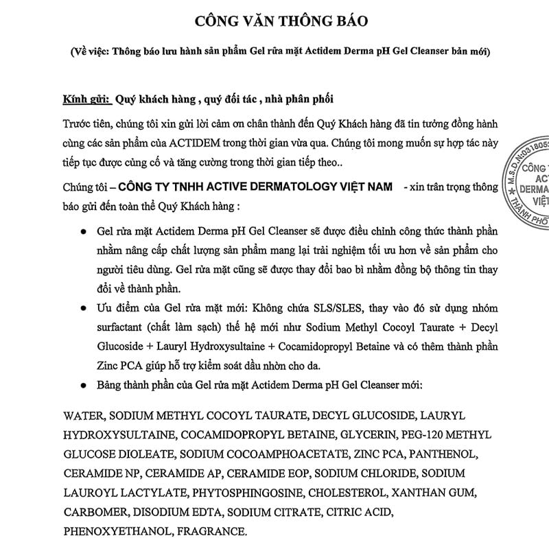thegioiskinfood.com - Gel Rửa Mặt Actidem Dành Cho Da Dầu Mụn Derma pH Gel Cleanser 150ml