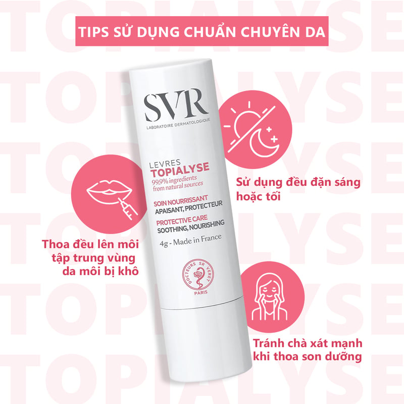 thegioiskinfood.com - Son Dưỡng SVR Giúp Cấp Ẩm Cho Môi Khô, Nứt Nẻ Topialyse Levres 4g