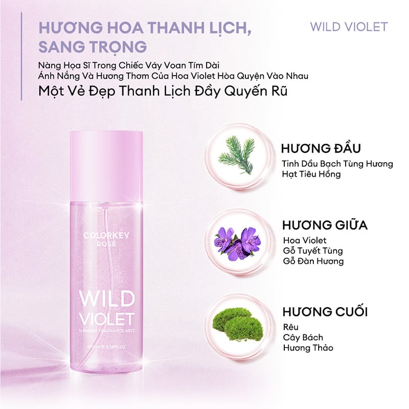thegioiskinfood.com - Xịt Thơm Toàn Thân Colorkey Rosé Shimmer Fragrance Mist 100ml