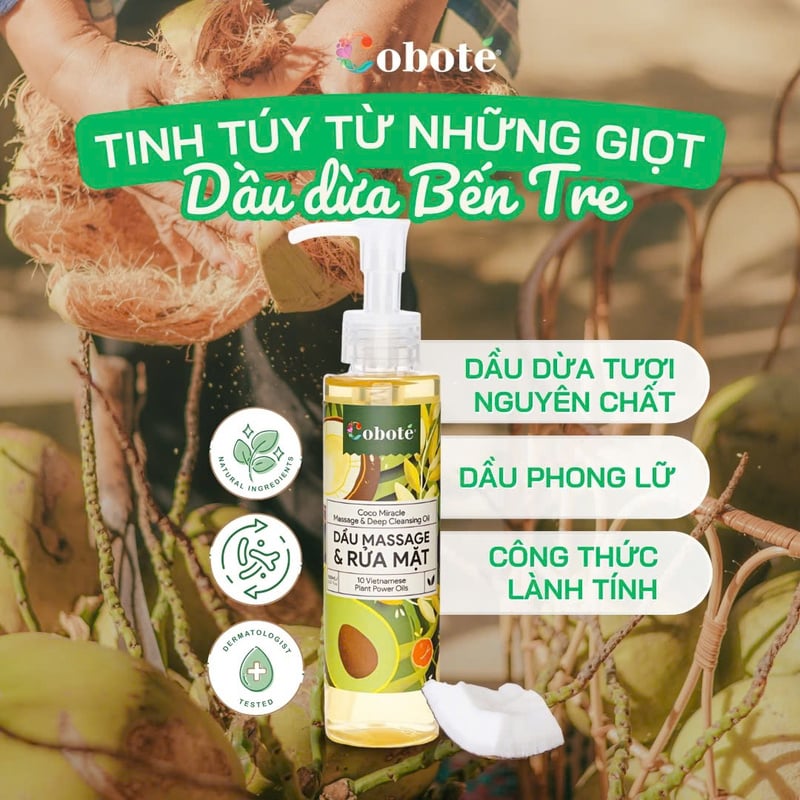 Dầu Massage & Rửa Mặt, Tẩy Trang 3in1&nbsp;COBOTÉ Coco Miracle massage and Deep Cleansing Oil 150ml