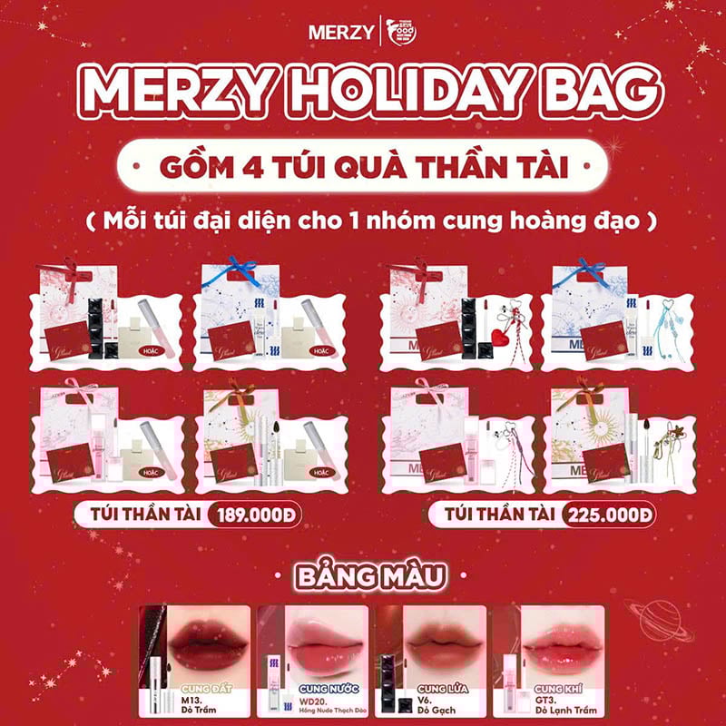 thegioiskinfood.com - Túi Quà Thần Tài Và Hộp Quà Điều Ước Merzy Holiday’25 Bundle