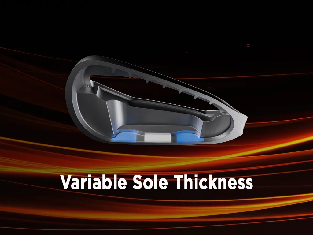 Công nghệ Variable Sole Thickness gia tăng khả năng uốn của mặt gậy sắt Mizuno JPX925 Hot Metal Pro