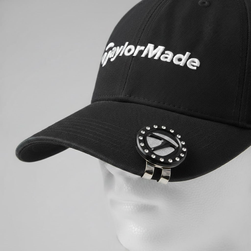 Ball marker TaylorMade 2USKI-TJ160 màu đen N9463701 đính đá kẹp trên vành mũ golf