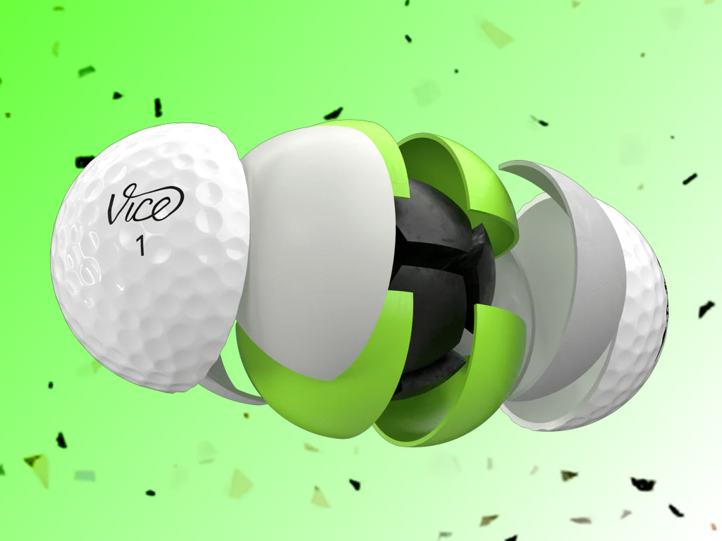 Lõi bóng golf Vice Pro Plus drip lime có độ nén 100 mang lại cảm giác đánh đanh chắc và phản hồi lực chân thực.