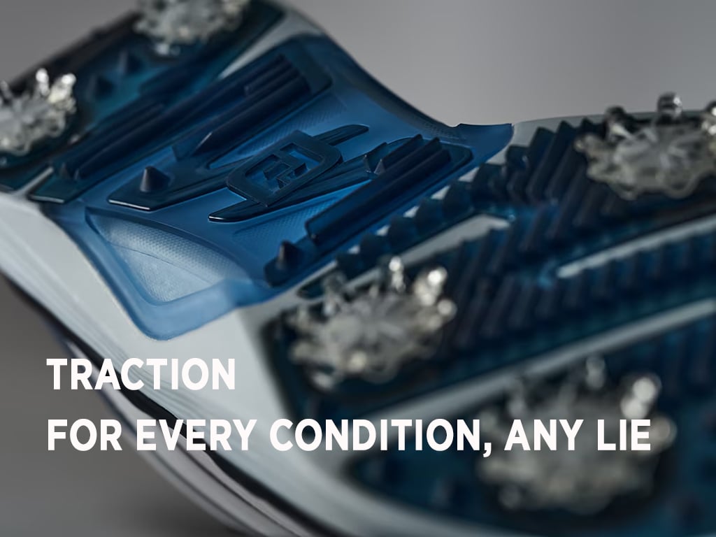 Đế giày golf FJ với đinh LP Pulsar và đĩa Serpentine Opti-Flex tăng cường độ bám trên mọi địa hình