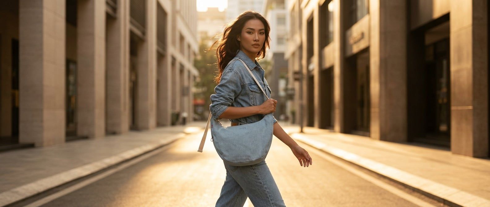 Xu Hướng Túi Denim Bán Nguyệt: Sức Hút Từ Levis Brooklyn Bag