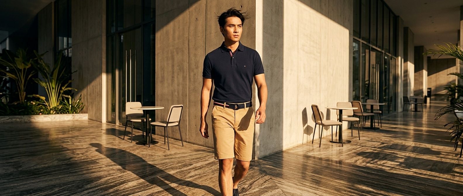 Bí Quyết Phối Quần Kaki Ngắn Tommy Hilfiger Brooklyn Lịch Lãm