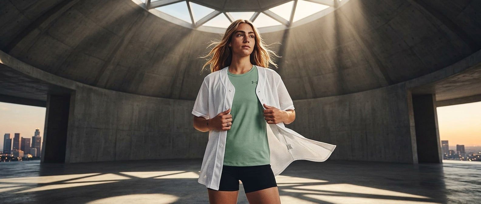 Xu Hướng Athleisure: Phối Sơ Mi Mesh & Áo Thun Under Armour Meridian