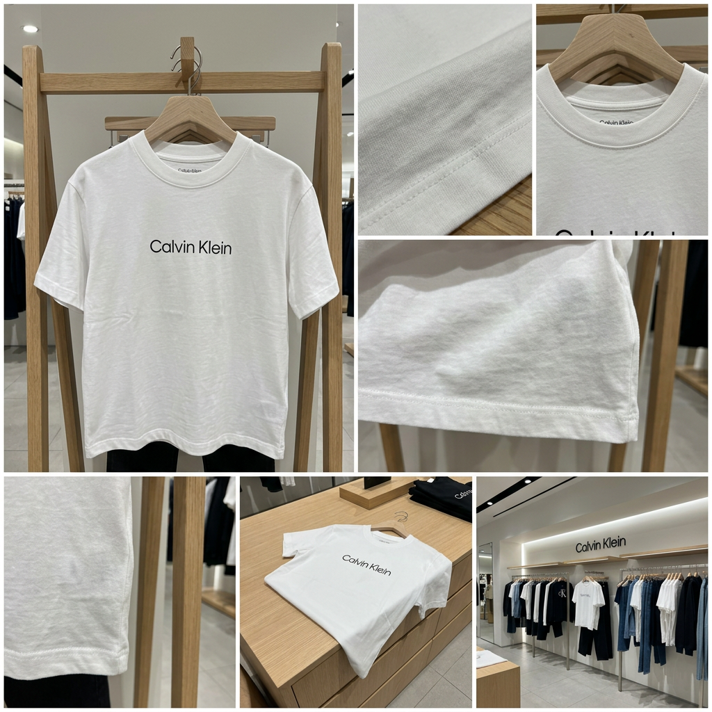 Ảnh thực tế tại ULA - Calvin Klein - Áo thun thời trang CK nữ CK Relaxed Standard Logo Crew Tee