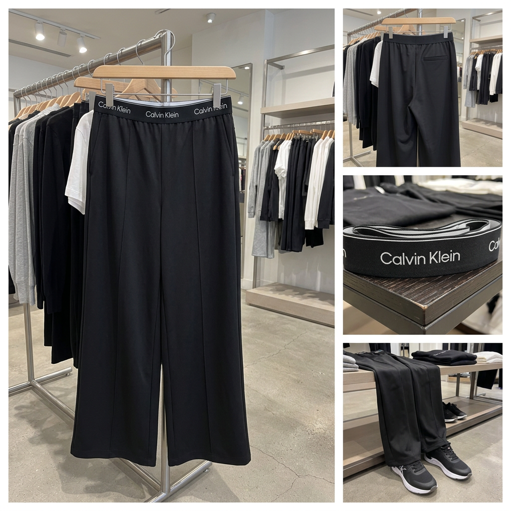 Ảnh thực tế tại ULA - Calvin Klein - Quần dài thể thao CK nữ Essentials Wide Leg Track Pants