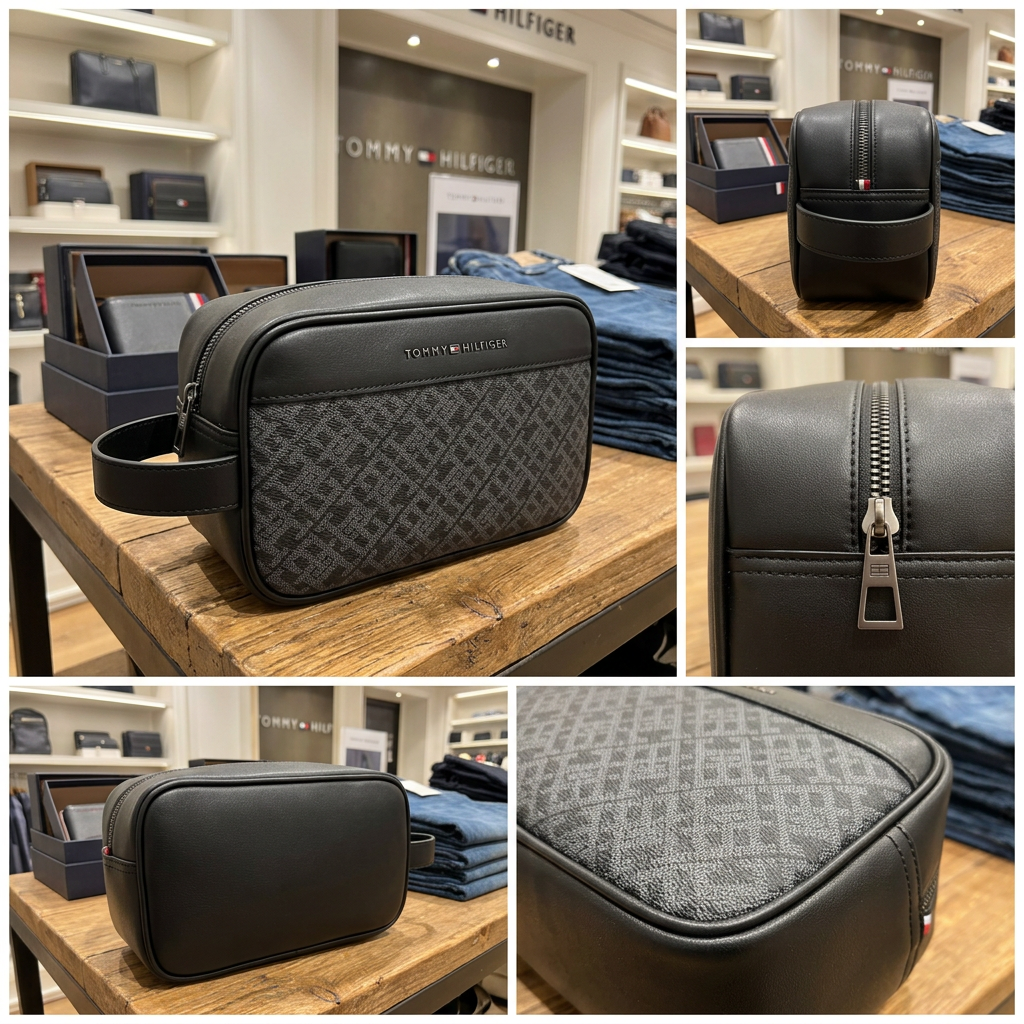 Ảnh thực tế tại ULA - Tommy Hilfiger - Túi cầm tay nam TH Monogram Washbag