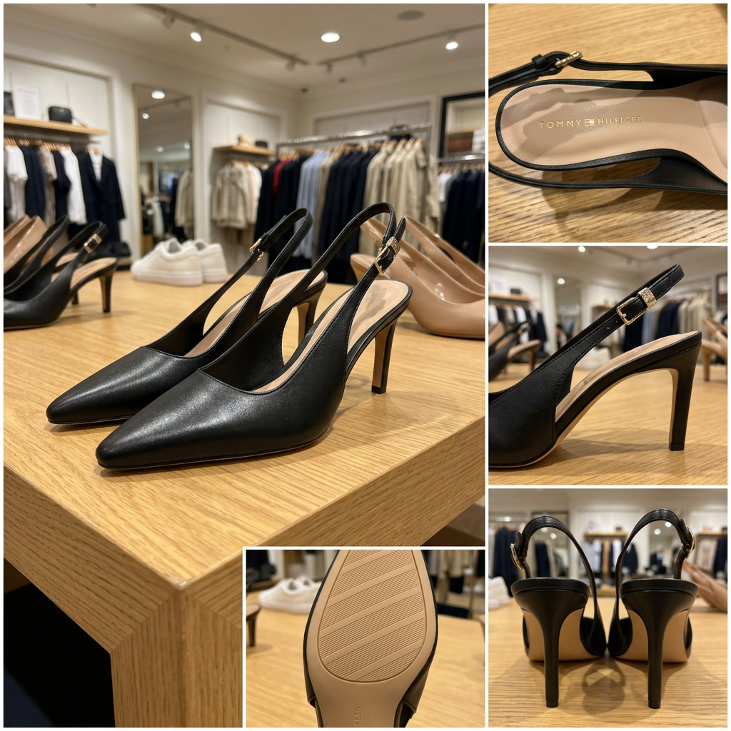 Ảnh thực tế tại ULA - Tommy Hilfiger - Giày cao gót nữ Leather Pointed Toe Slingback Heels