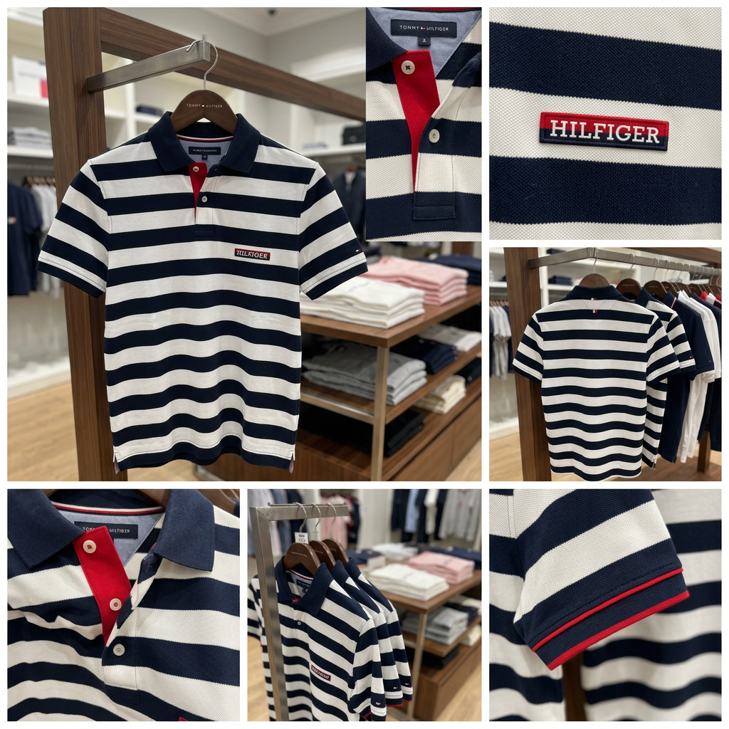 Ảnh thực tế tại ULA - Tommy Hilfiger - Áo polo tay ngắn nam TH Hilfiger Stripe Regular Polo