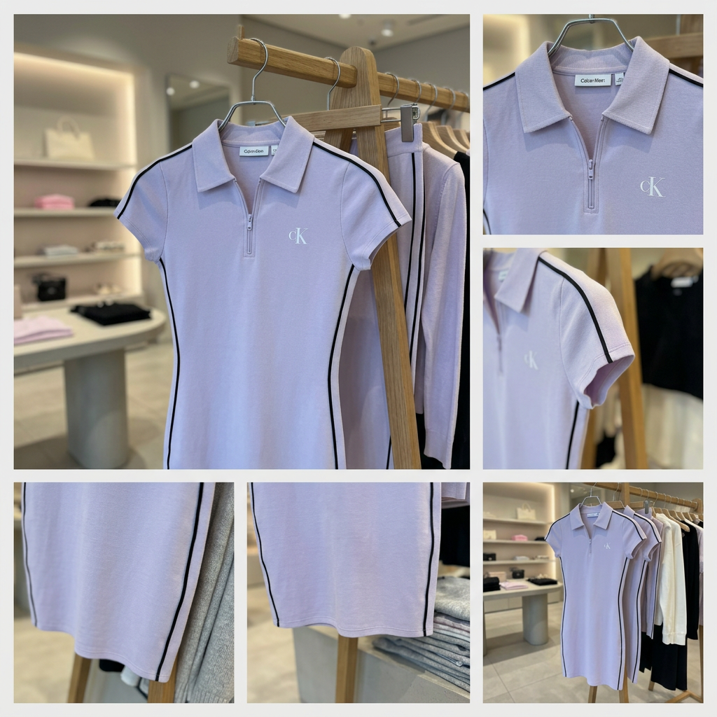 Ảnh thực tế tại ULA - Calvin Klein - Đầm Polo Nữ Tech Knit Polo Mini Dress