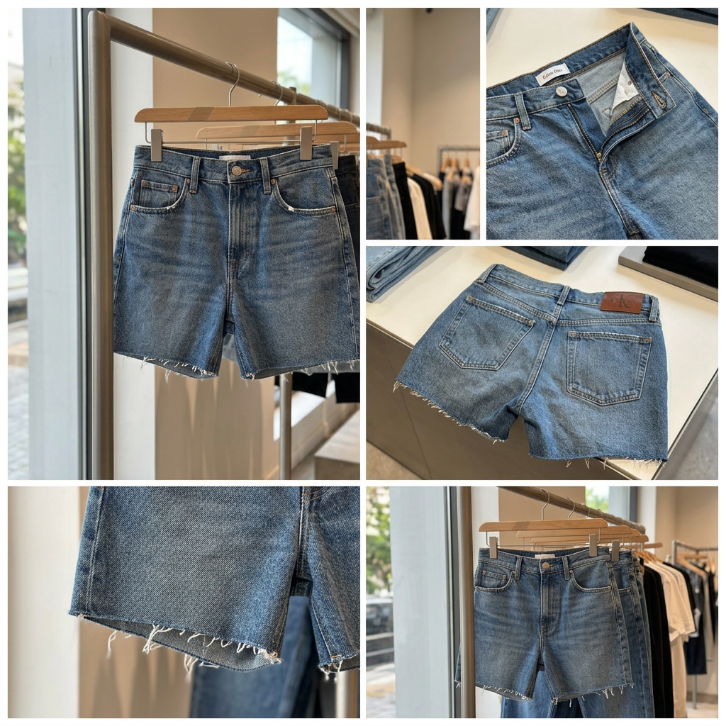 Ảnh thực tế tại ULA - Calvin Klein - Quần Jean Ngắn Nữ 90s Signature Frayed Denim Short