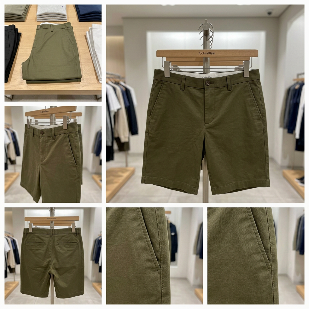 Ảnh thực tế tại ULA - Calvin Klein - Quần Kaki Ngắn Nam Refined Cotton Stretch Short