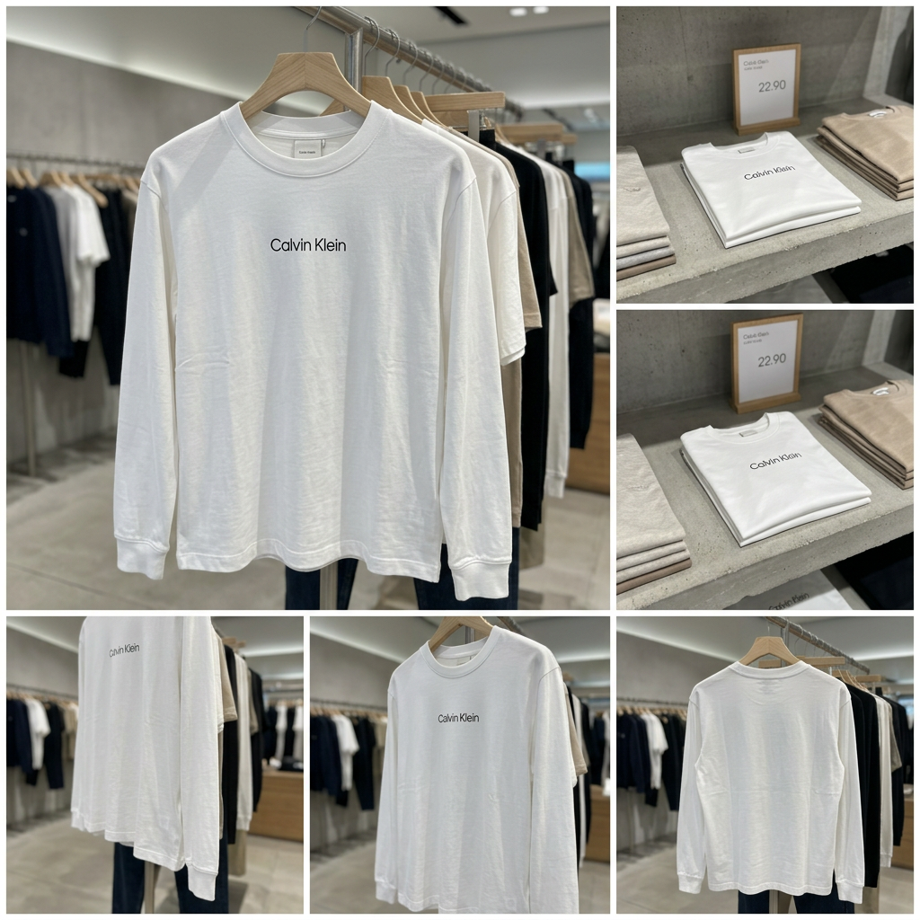 Ảnh thực tế tại ULA - Calvin Klein - Áo Thun Tay Dài Nam Long Sleeve Relaxed Standard Logo Crewneck