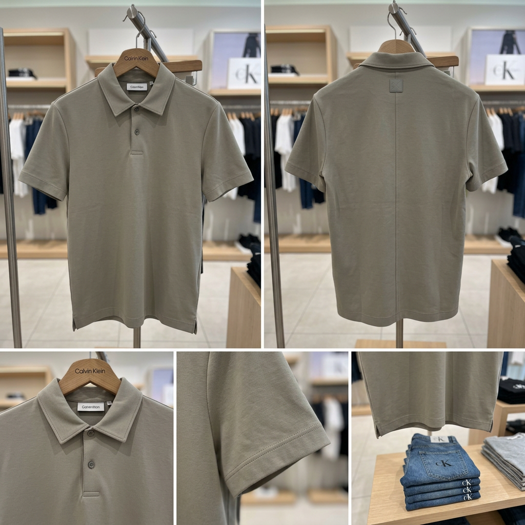 Ảnh thực tế tại ULA - Calvin Klein - Áo Polo Nam Short Sleeve Slim Premium Interlock Polo