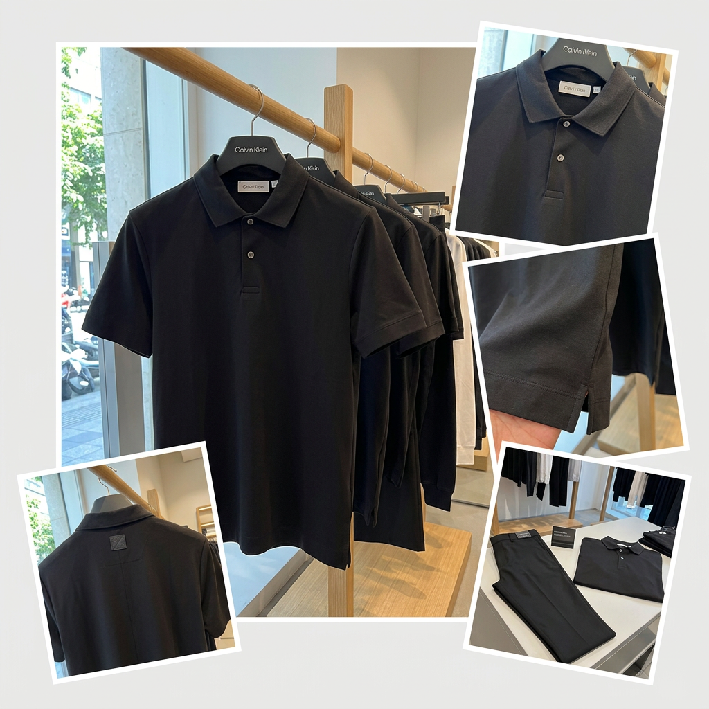 Ảnh thực tế tại ULA - Calvin Klein - Áo Thun Có Cổ Nam Slim Premium Interlock Polo