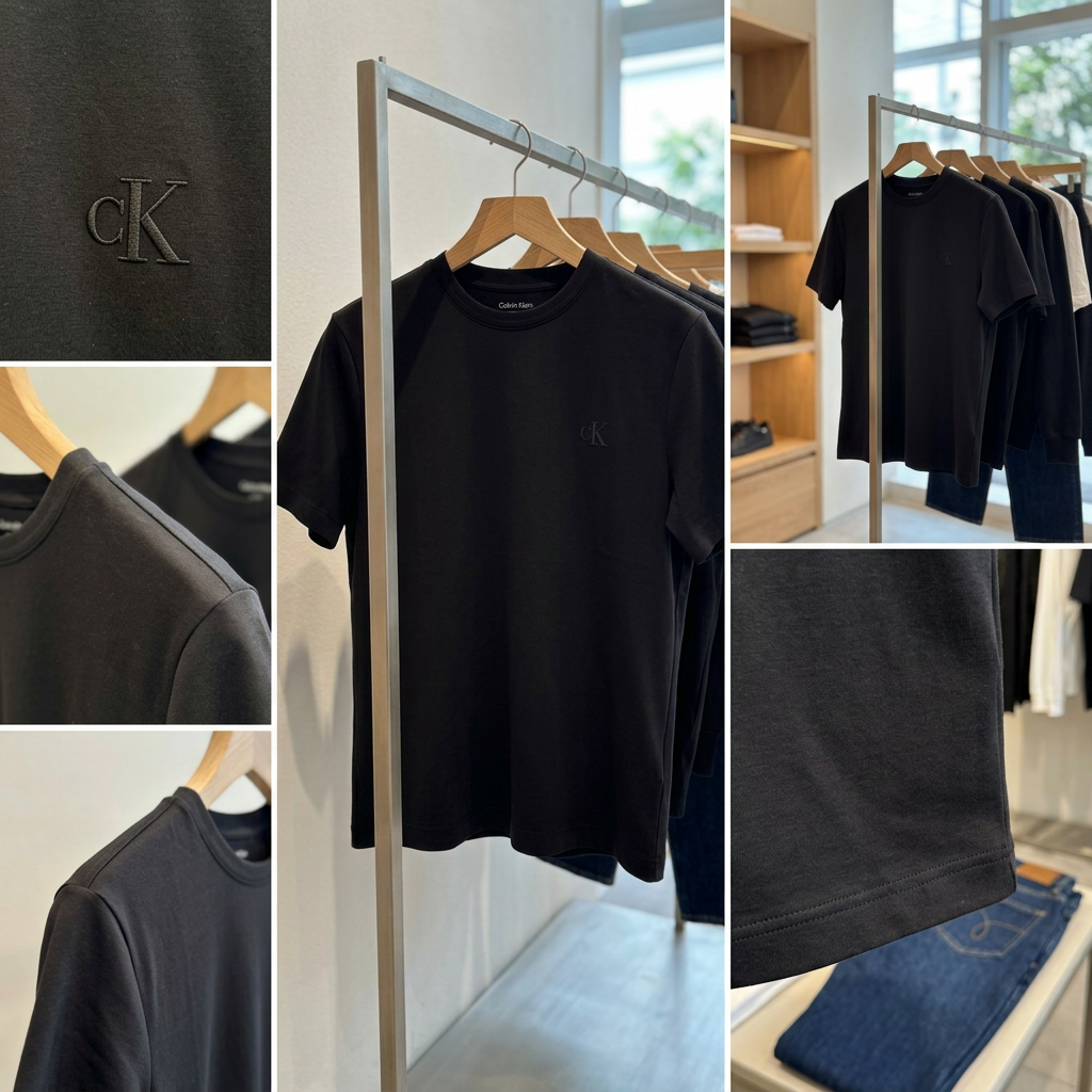 Ảnh thực tế tại ULA - Calvin Klein - Áo Thun Tay Ngắn Nam Premium Double Knit Supima Cotton Crewneck Tee