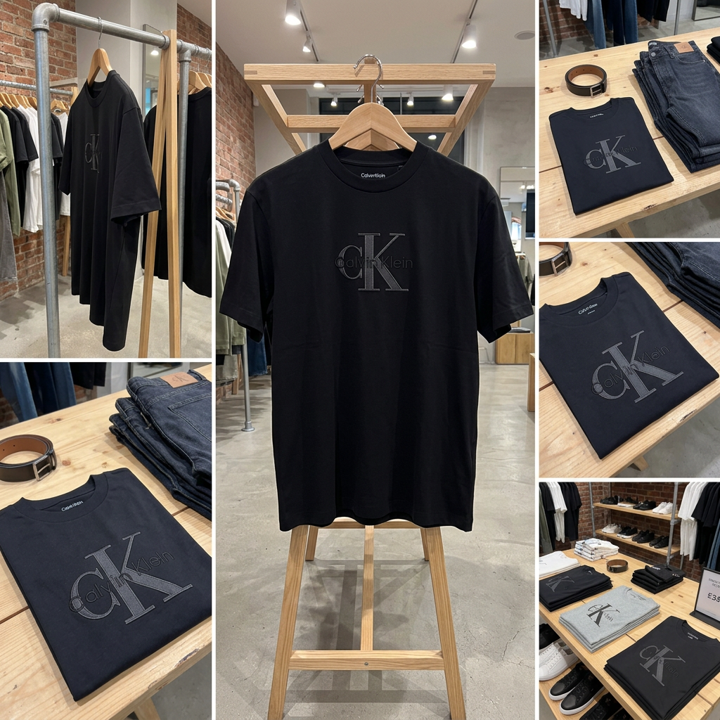 Ảnh thực tế tại ULA - Calvin Klein - Áo Thun Tay Ngắn Nam Monologo Outline Graphic Classic T-Shirt