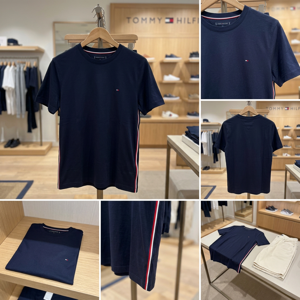 Ảnh thực tế tại ULA - Tommy Hilfiger - Áo Thun Tay Ngắn Nam Global Stripe Tee