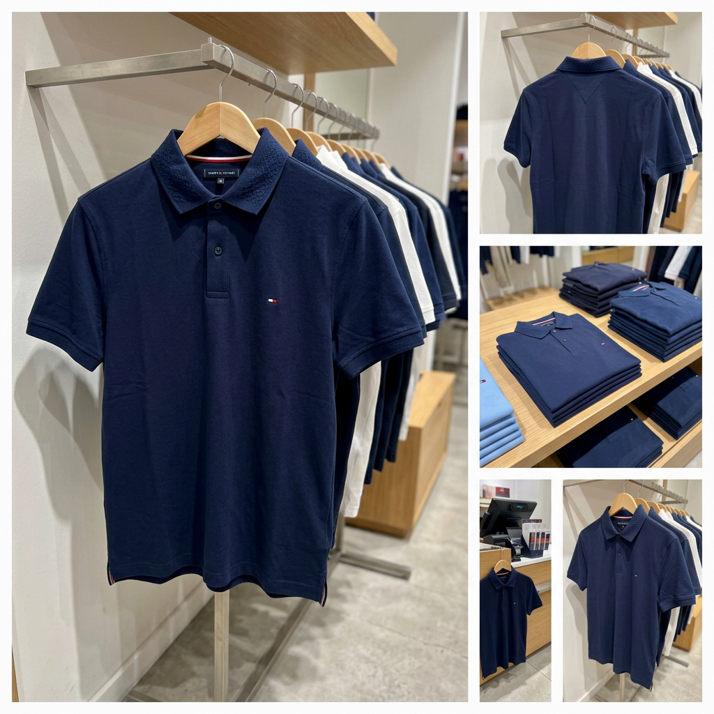 Ảnh thực tế tại ULA - Tommy Hilfiger - Áo Polo Nam Regular Pique Jacquard Collar Polo Shirt