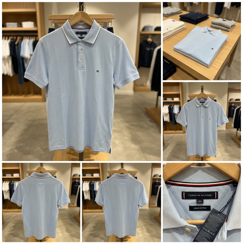 Ảnh thực tế tại ULA - Tommy Hilfiger - Áo Polo Nam Liquid Cotton Tipped Slim Polo