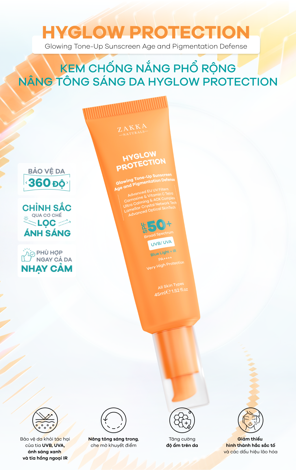 Kem chống nắng phổ rộng nâng tông sáng da Hyglow Protection