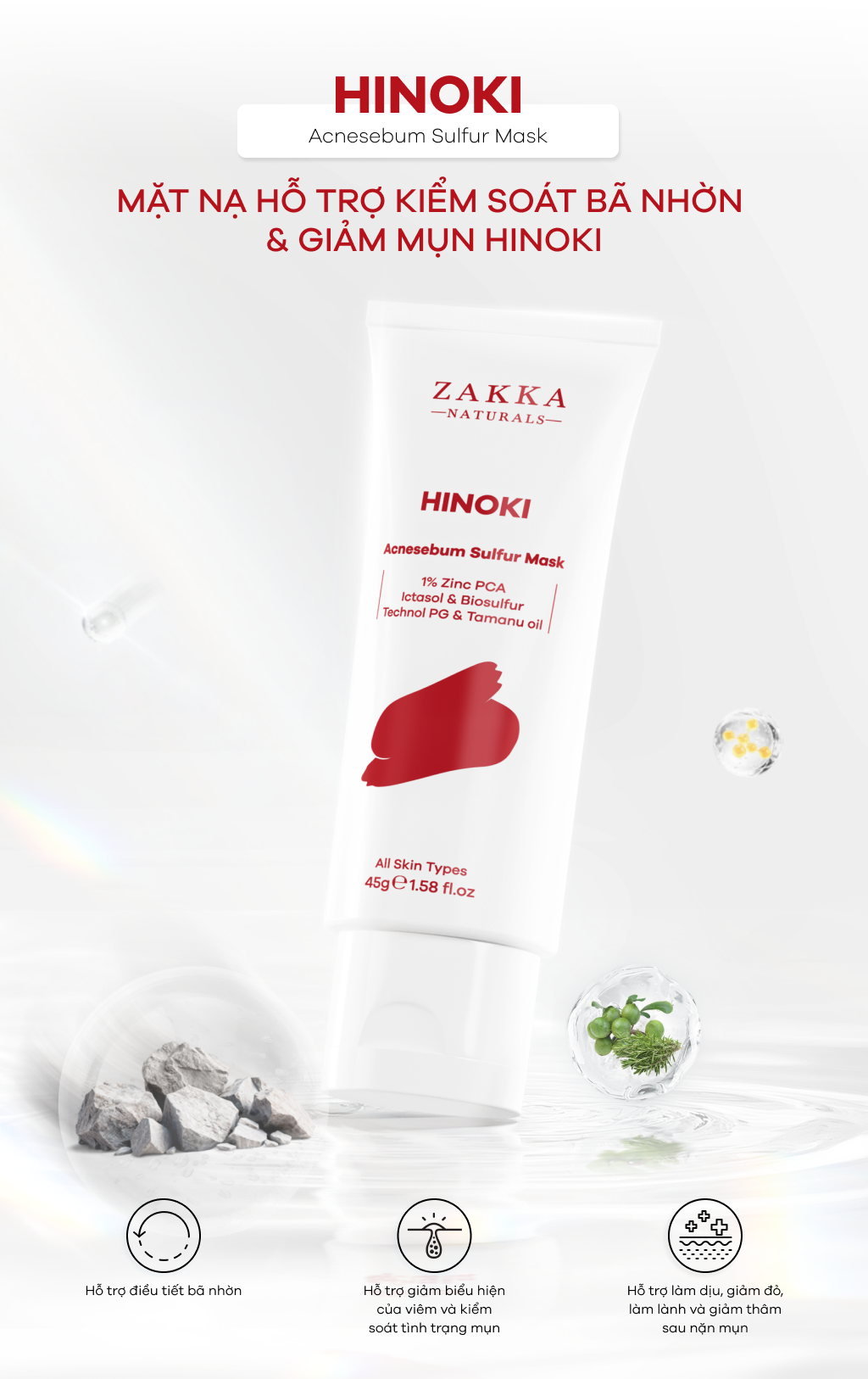 Mặt Nạ Hỗ Trợ Giảm Mụn Hinoki Mask