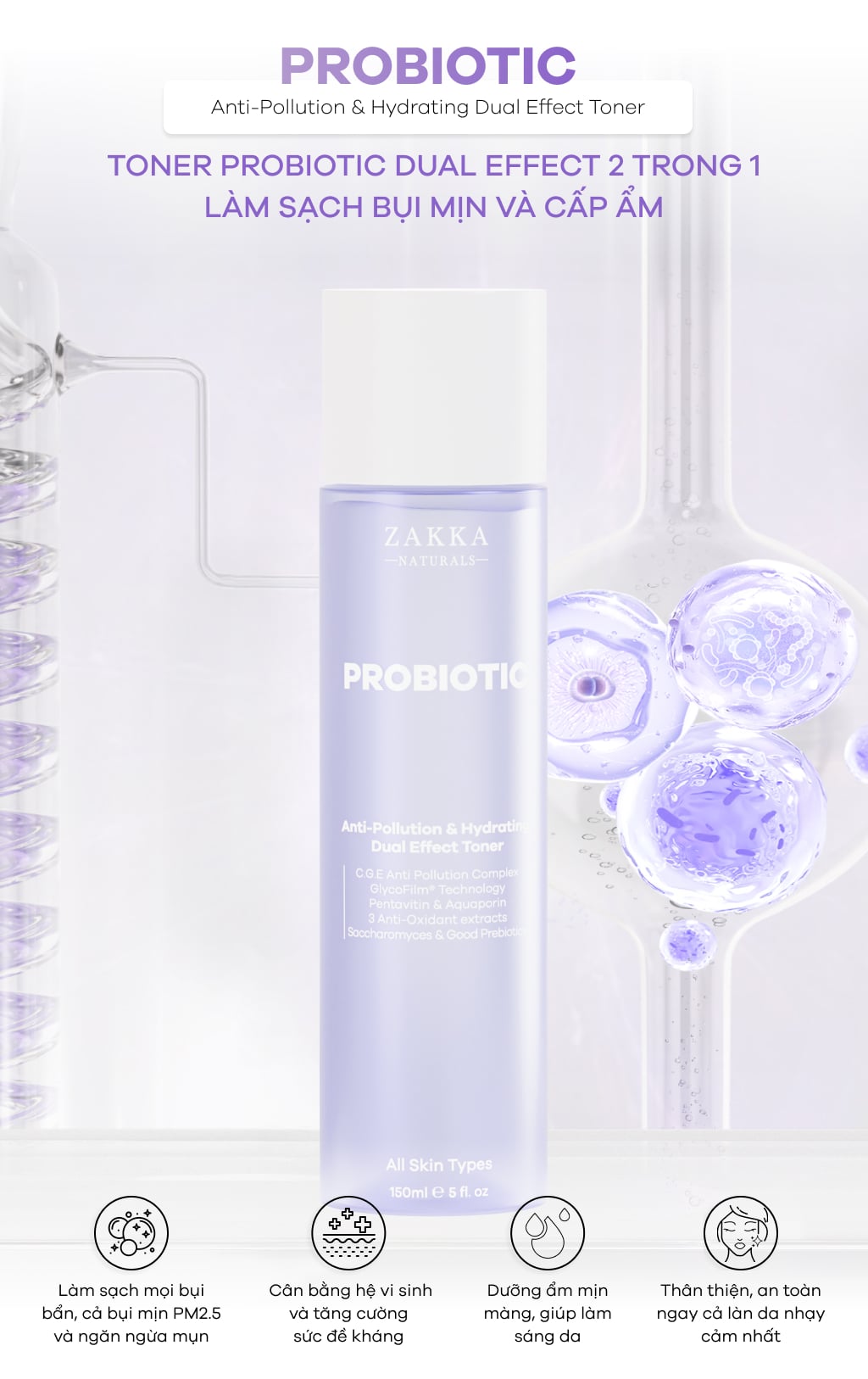 Toner Lợi Khuẩn Probiotic Anti-Pollution & Hydrating Dual Effect