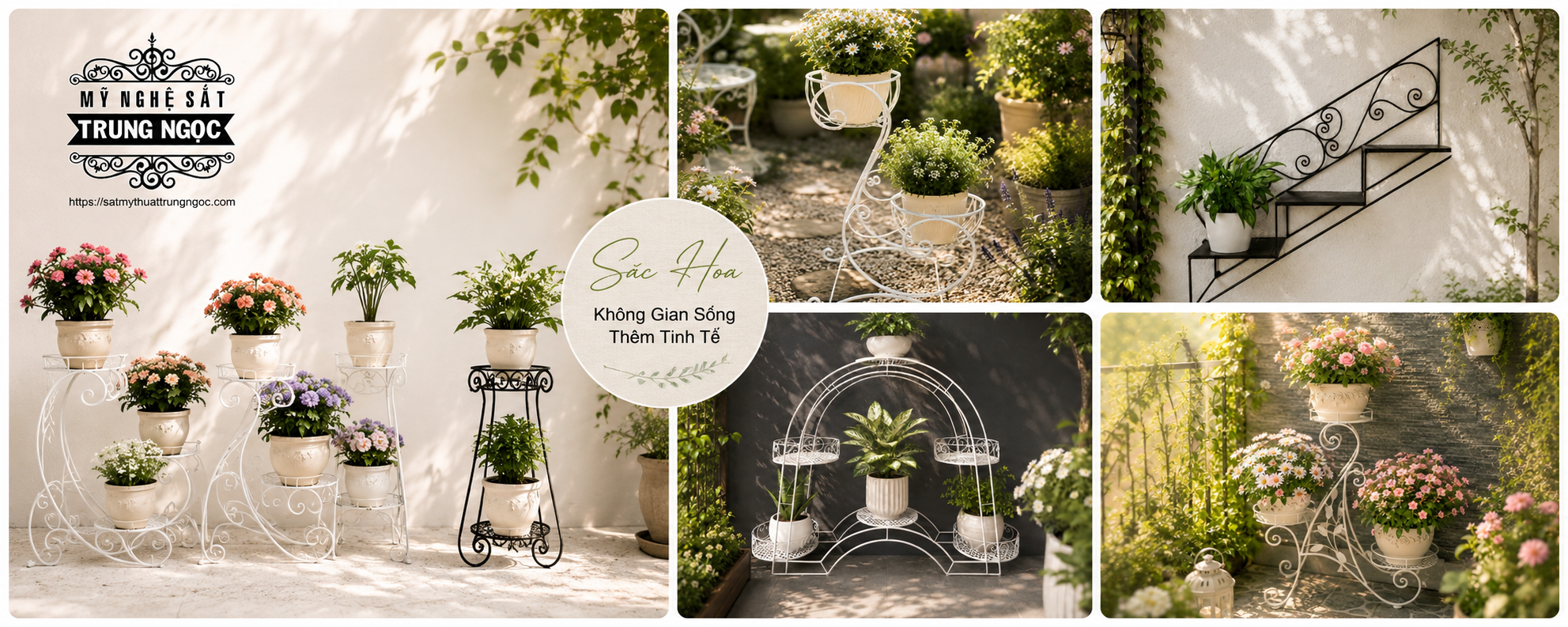Kệ trưng hoa sắt nghệ thuật