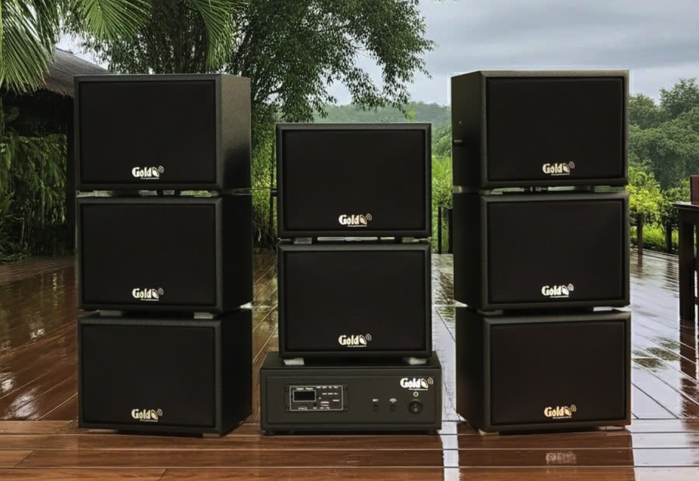 Dàn loa ngoài trời không dây Goldsound: amply A57 + loa treo tường G20-NT