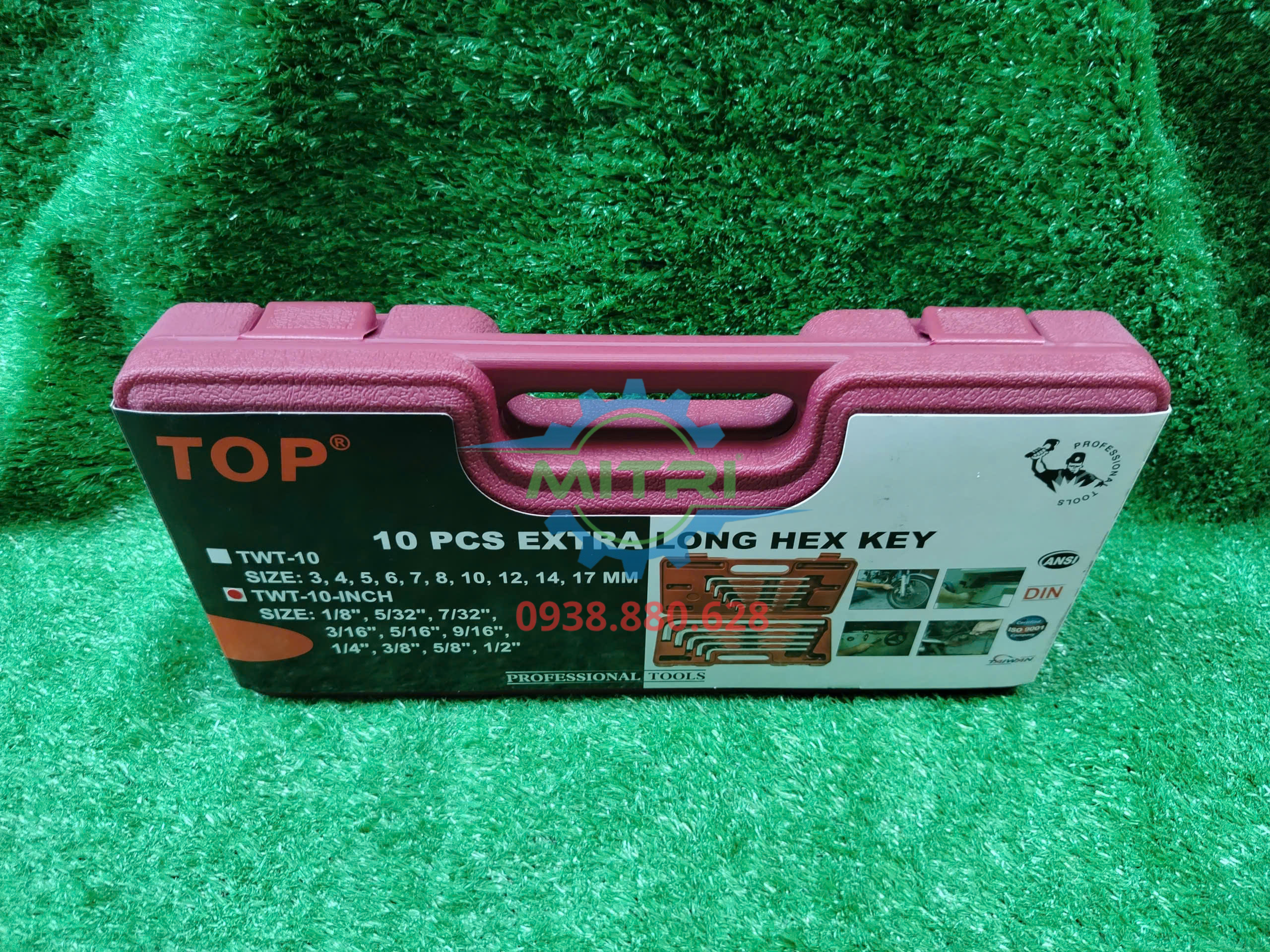 Bộ lục giác hệ Inch 10 cây hộp đỏ TOP TWT-10-INCH