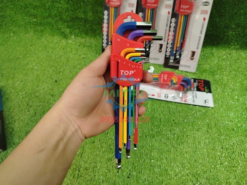 Bộ lục giác đầu bi 9 cây TOP LU-9CMAU