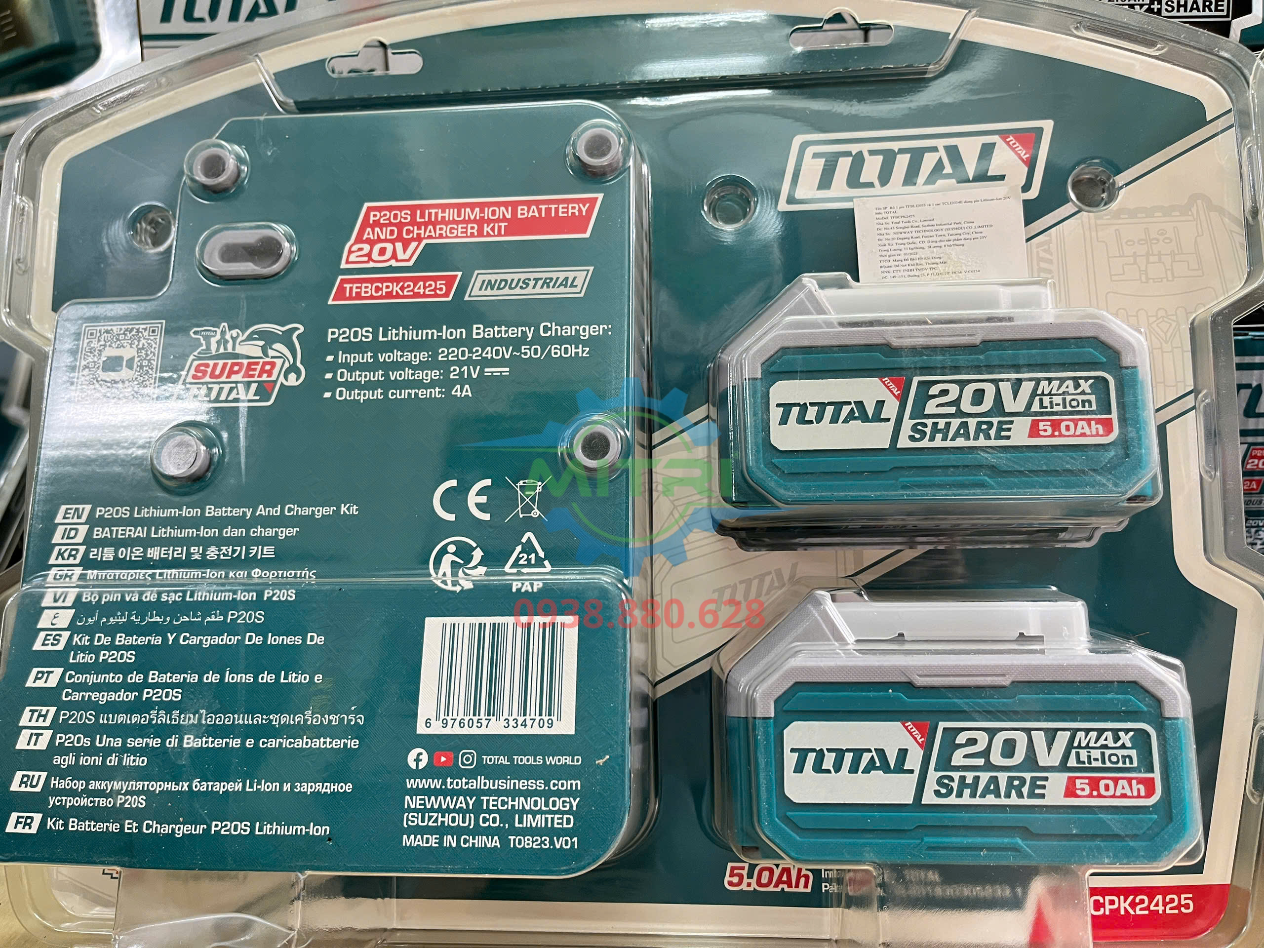 Bộ 2 pin 20V 5.0Ah và sạc nhanh Total TFBCPK2425