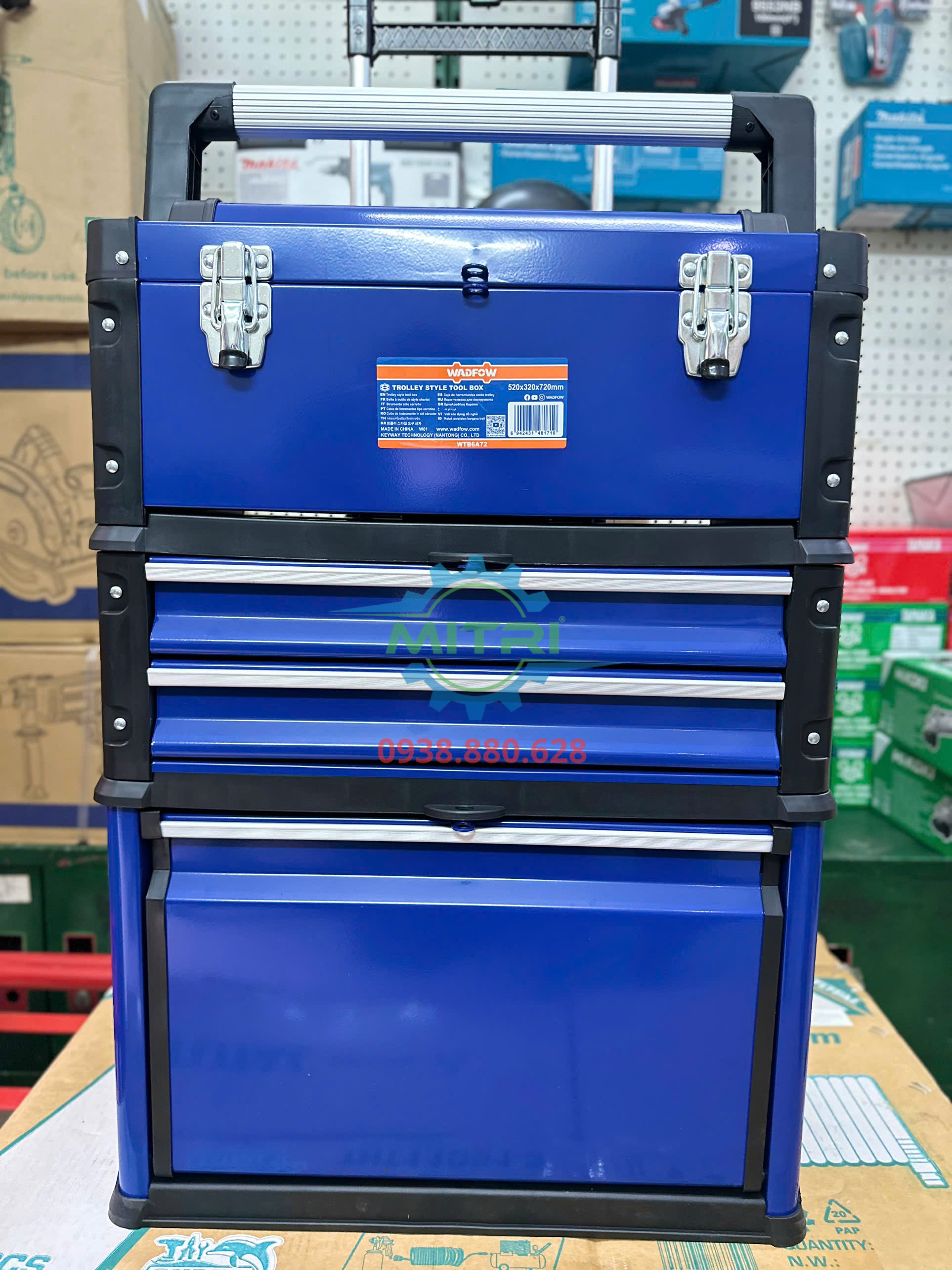 Hộp đựng đồ nghề WADFOW WTB6A72 kiểu xe đẩy 3 tầng