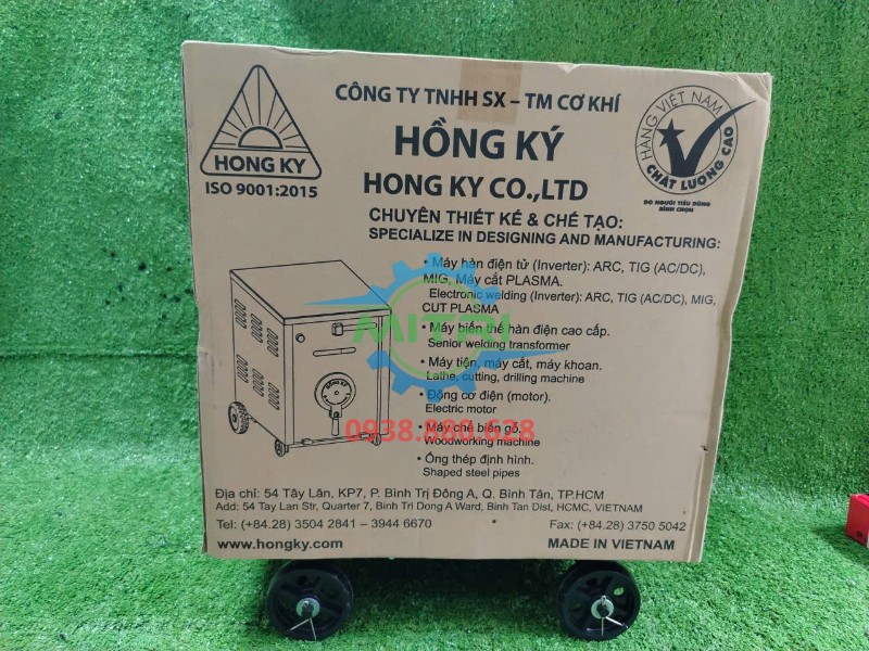 Thông tin sản phẩm trên hộp máy biến thế hàn Hồng Ký HK H250D