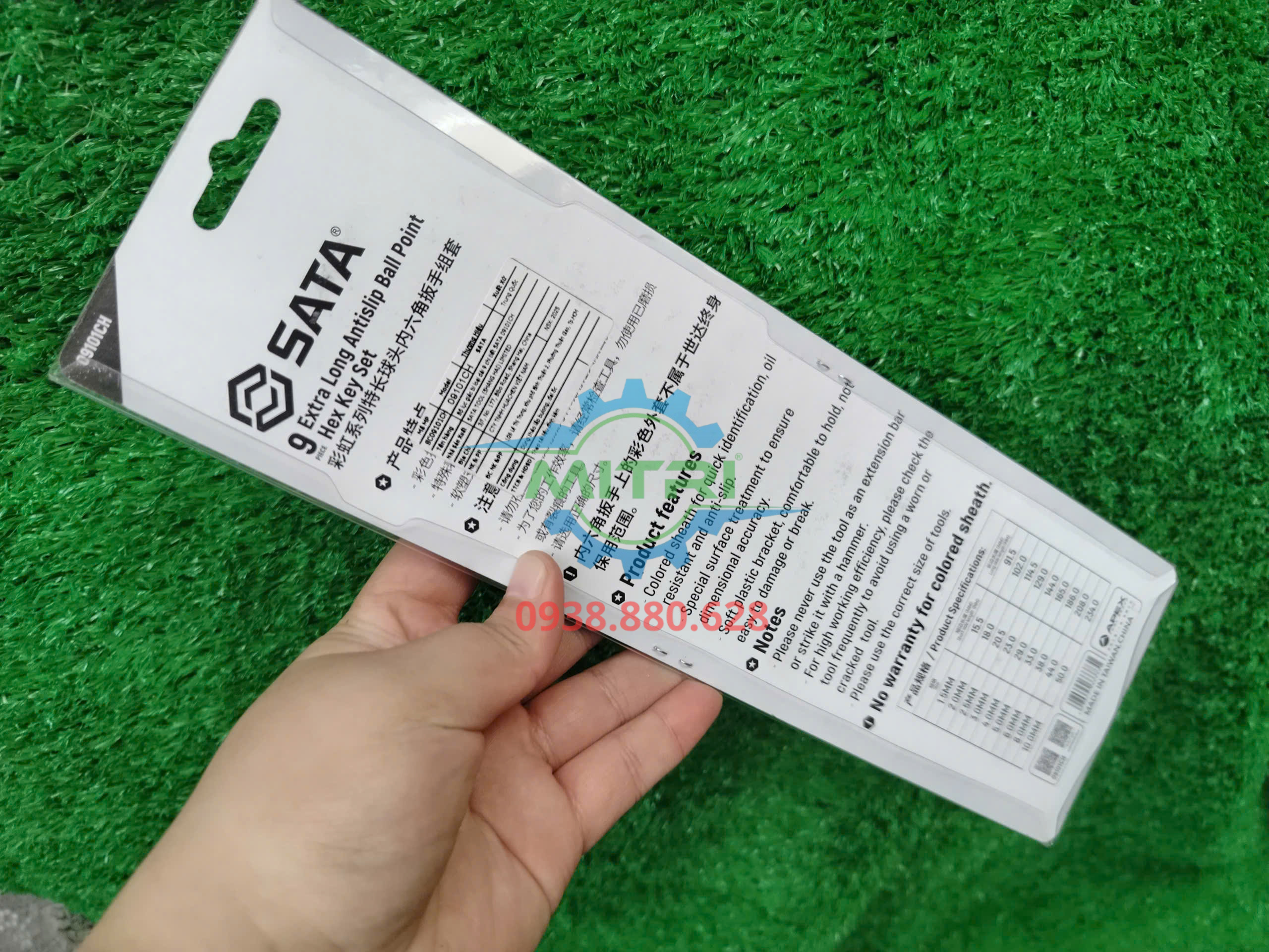 Cận cảnh đầu bi và thân dài của lục giác Sata 09101CH