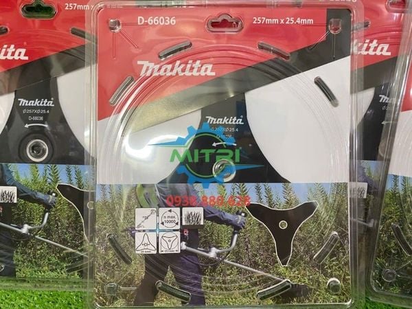 Lưỡi cắt cỏ 3 cánh Makita D-66036 255mm chính hãng chất liệu thép đặc chủng chịu lực va đập lớn