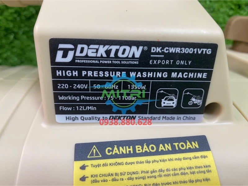 Thông tin an toàn máy xịt rửa Dekton DK-CWR3001VTG