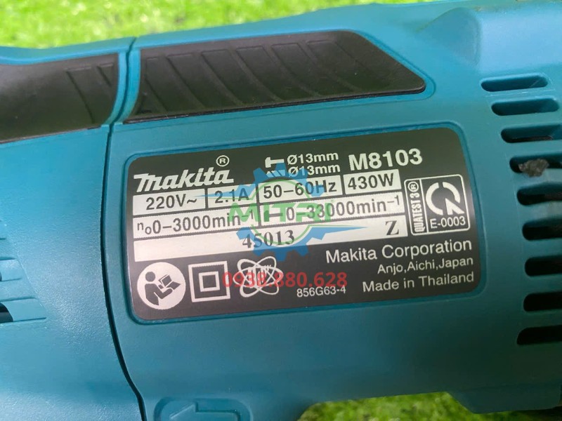 Tem thông số kỹ thuật máy khoan Makita M8103KX2B