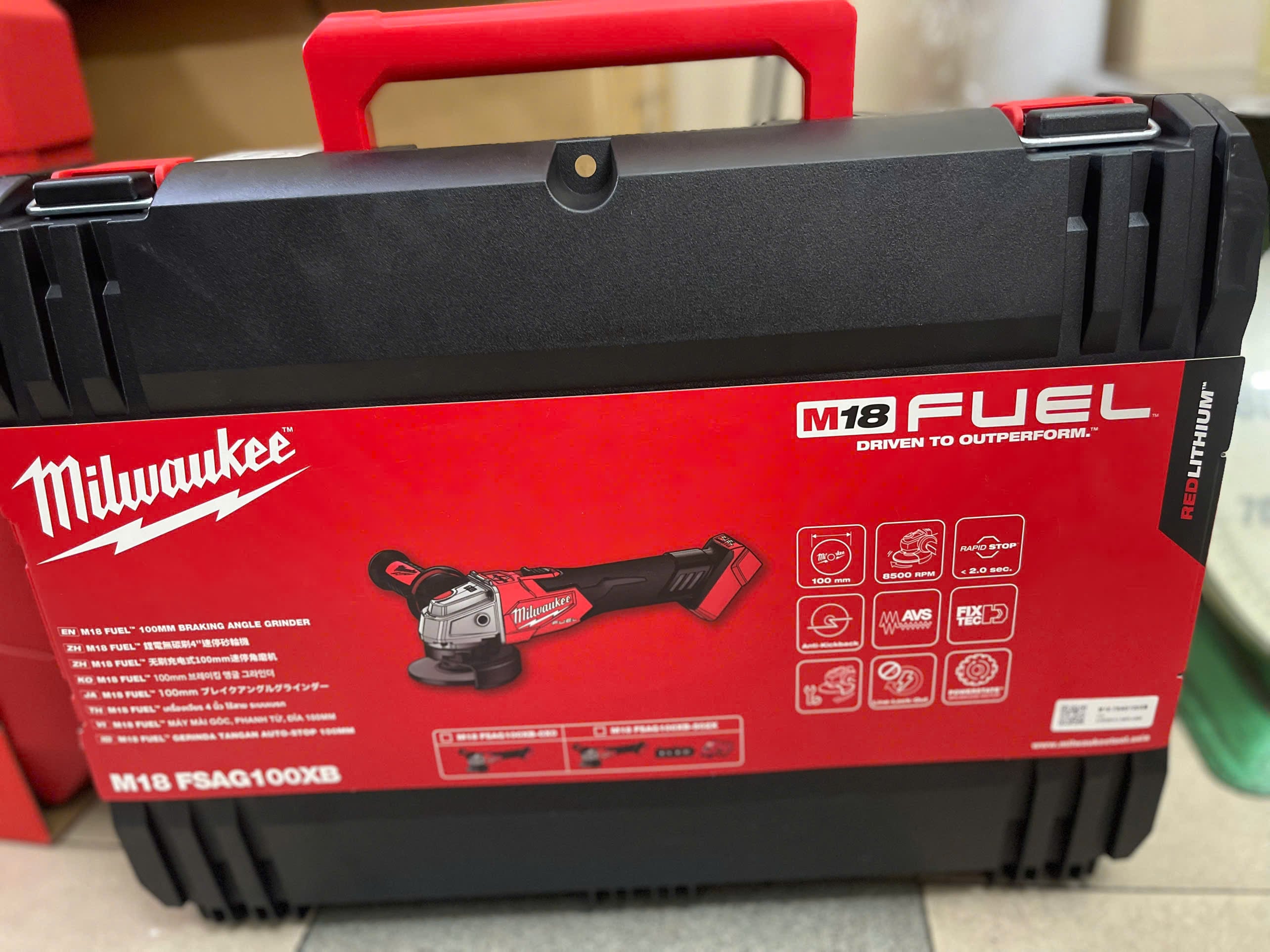Máy mài góc Milwaukee M18FSAG100XB-0X0 FIXTEC RAPIDSTOP an toàn thay đá nhanh
