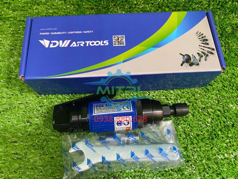 Máy mài hơi mini Daewoo DGS-38L kèm hộp đầu nối khí và cờ lê