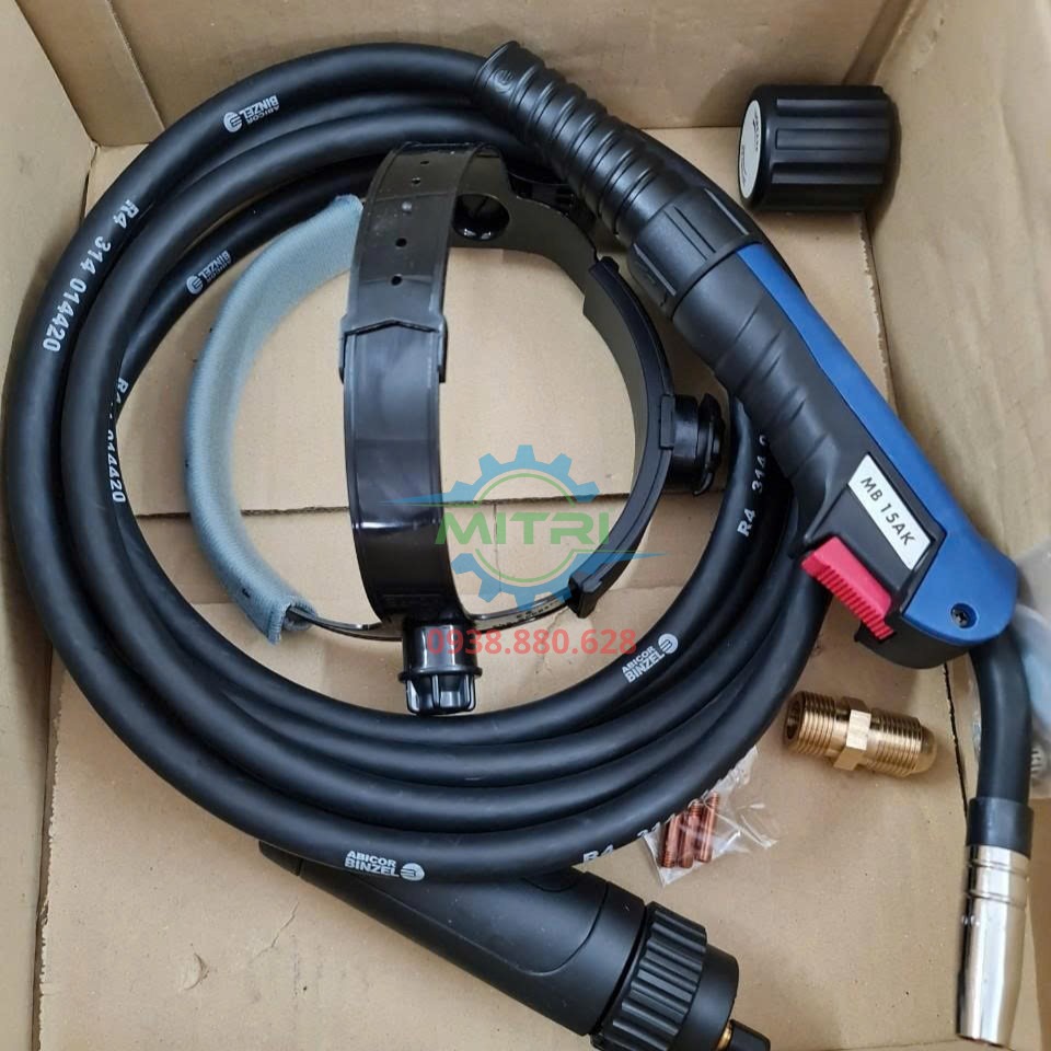 Phụ kiện súng hàn MIG WIM MIGWELD 210S gồm dây súng béc tiếp điện và phụ kiện đi kèm