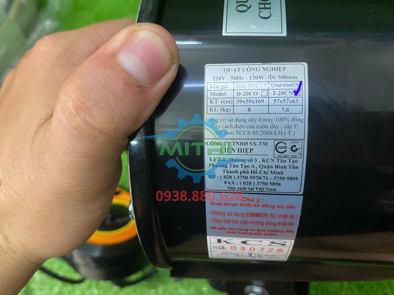 Tem thông số kỹ thuật công nghiệp Lifan T-20CN