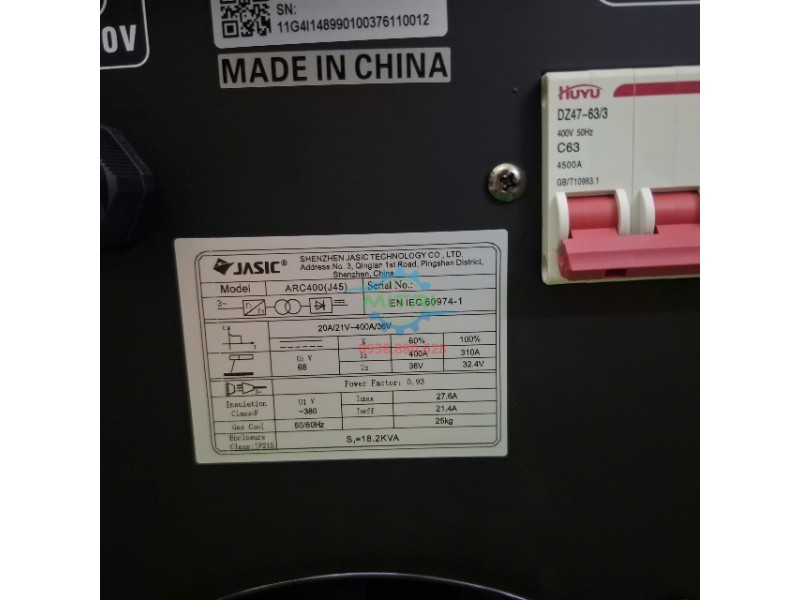Thông số máy hàn ARC 400 J45 Jasic 400A 3 pha